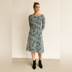 NWOT Allison Brittney Teal and White Patterned Maxi Dress